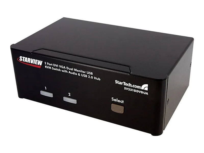 StarTech.com DVI VGA KVM-switch för dubbla skärmar USB med 2 portar, audio & USB 2.0-hubb