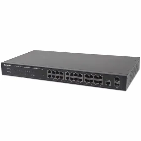 Intellinet 24-portars Gigabit PoE+ switch, webbhanterad, 2 SFP