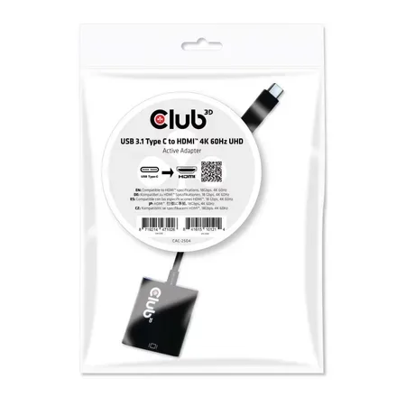 Club 3D USB 3.1 Type-C till HDMI 2.0 UHD 4K aktiv adapter