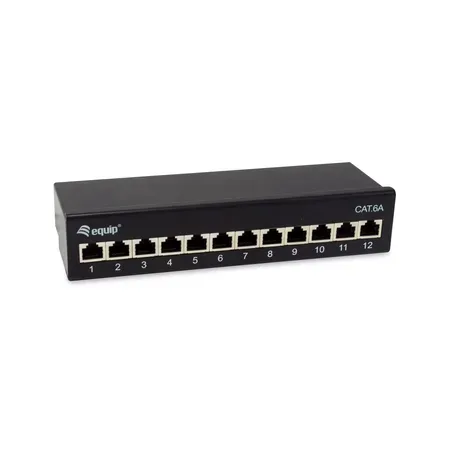 Equip patchpanel 12 portar RJ45 Cat6A 19 tum FTP, 1U, svart