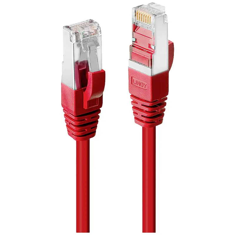 LINDY 45621 RJ45 Nätverkkabel, Patchkabel CAT 6 S/FTP 0.50 m Röd dubbelt skärmad 1 st