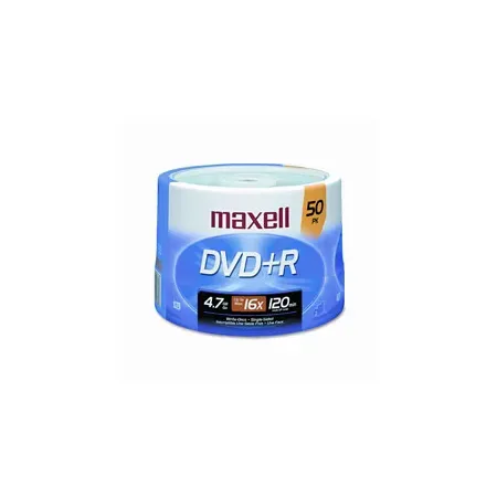 Maxell DVD+R 4.7, förpackning med 100 skivor.