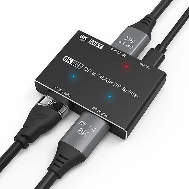 NÖRDIC 1 till 2 splitter 1xDisplayport till 1xHDMI och 1xDisplayport 8K30Hz