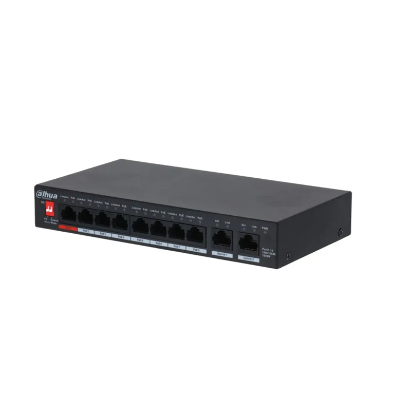 Dahua PFS3010-8GT-96-V2 10-portars skrivbordswitch utan hantering med 8 PoE-portar