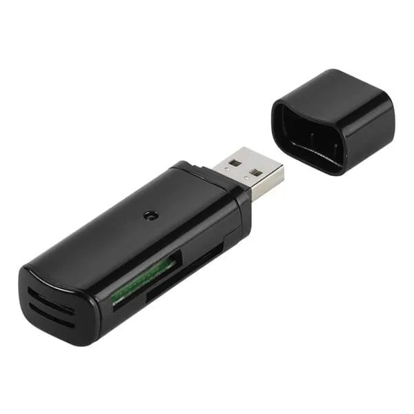 Vivanco IT-USBCR, MMC, MS Duo, MS PRO Duo, Memory Stick (MS), MicroSD (TransFlash), SD, SDHC, SDXC, svart, USB 2.0, Blister