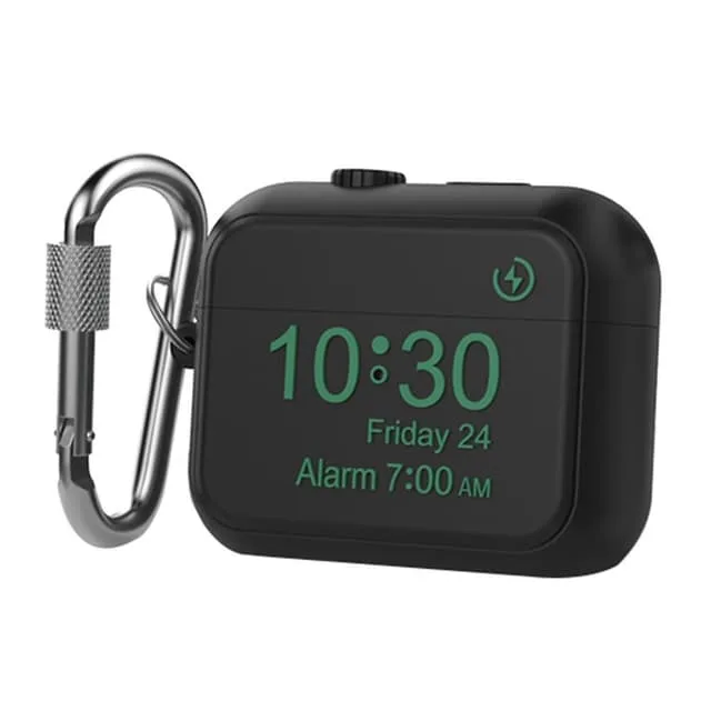 SKALO AirPods Pro 2 Digital Clock Fodral med Karbinhake