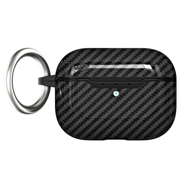 SKALO AirPods Pro 2 Carbon Fiber TPU Fodral med Nyckelring