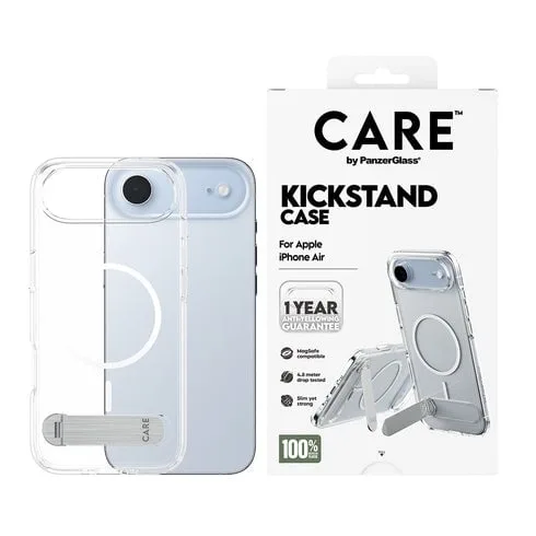 CARE by PanzerGlass Feature Case mobilskal med stativ och MagSafe för iPhone Air, transparent