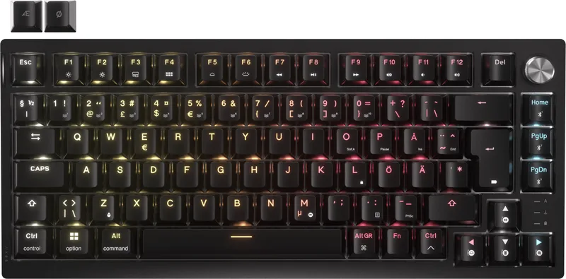 CORSAIR K65 Plus 75 % trådlöst mekaniskt gamingtangentbord, MLX Red, svart
