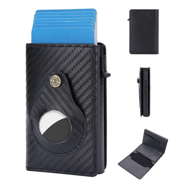 BAELLERY Carbon Fiber PU Läder Plånbok AirTag