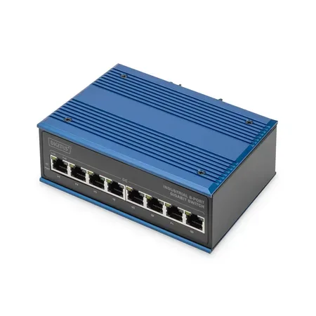 Digitus industriell L2-switch, 8 portar, Gigabit Ethernet