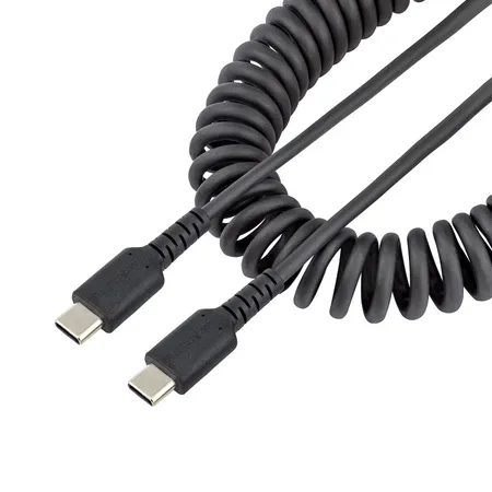 StarTech.com 1 m USB C-laddningskabel, kraftig USB-C-spiralkabel för snabb laddning och synkronise