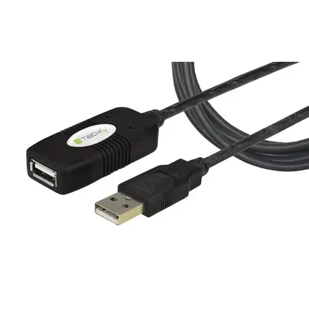 Techly IUSB-REP10TY USB-kabel 10 m, USB 2.0, svart