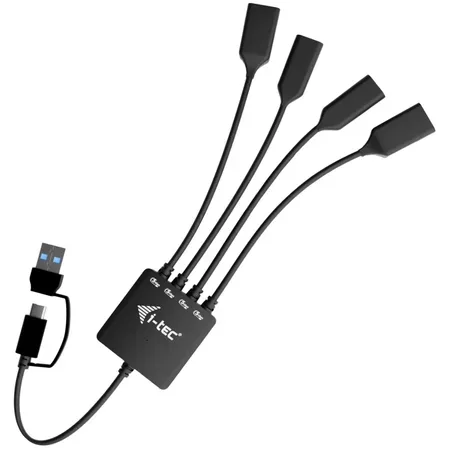 i-tec USB-C/USB-A-kabelhubb, 4 portar (2x USB-C, 2x USB-A)