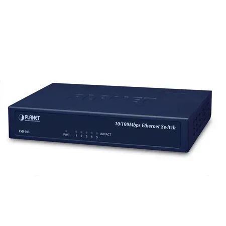 PLANET FSD-503 nätverksswitch Fast Ethernet (10/100), 5 portar, blå