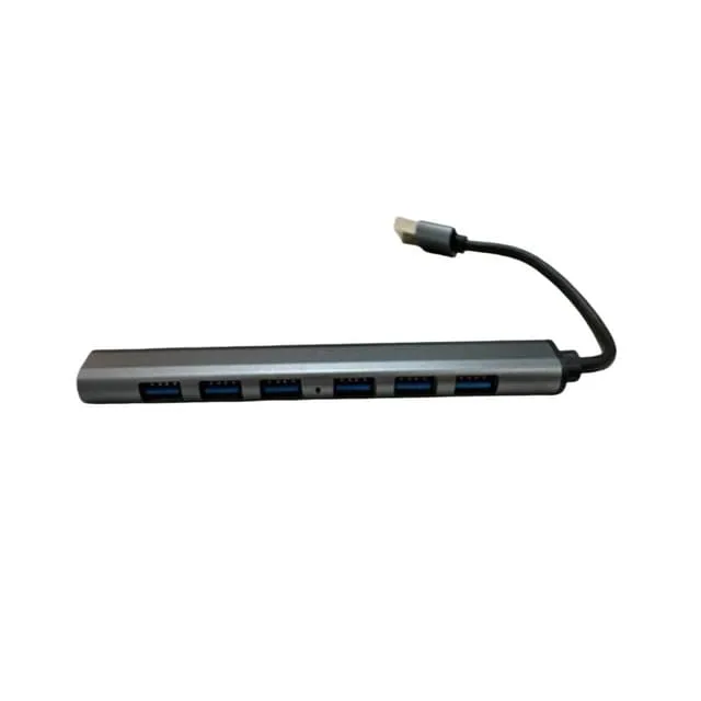 USB/USB-C Hub med 1 USB3.0 + 6 USB2.0 Silver