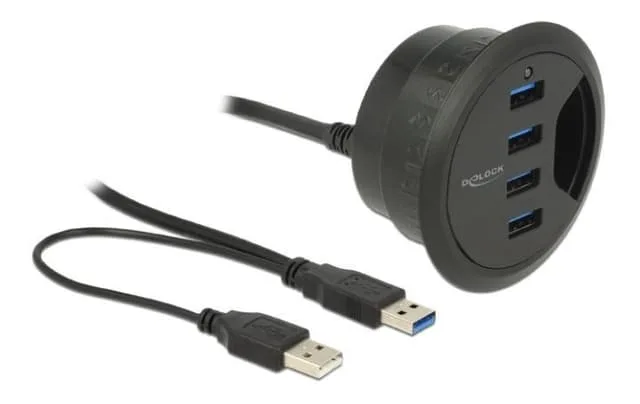 Delock In-Desk Hub, 4 portar USB 3.0