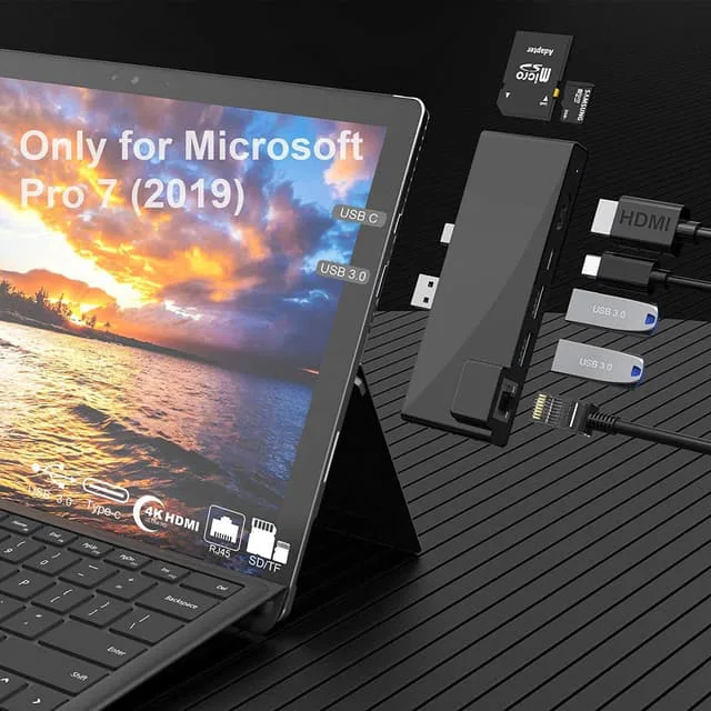 NÖRDIC USB 7-Port dockningstation för MicroSoft Surface Pro7