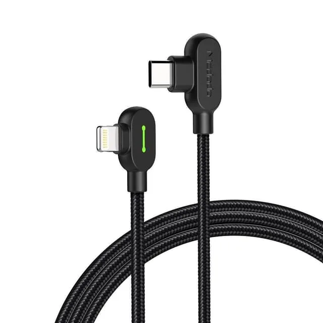 Mcdodo CA-7371 vinklad Lightning till vinklad USB-C, PD 36 W, 1,8 m, svart