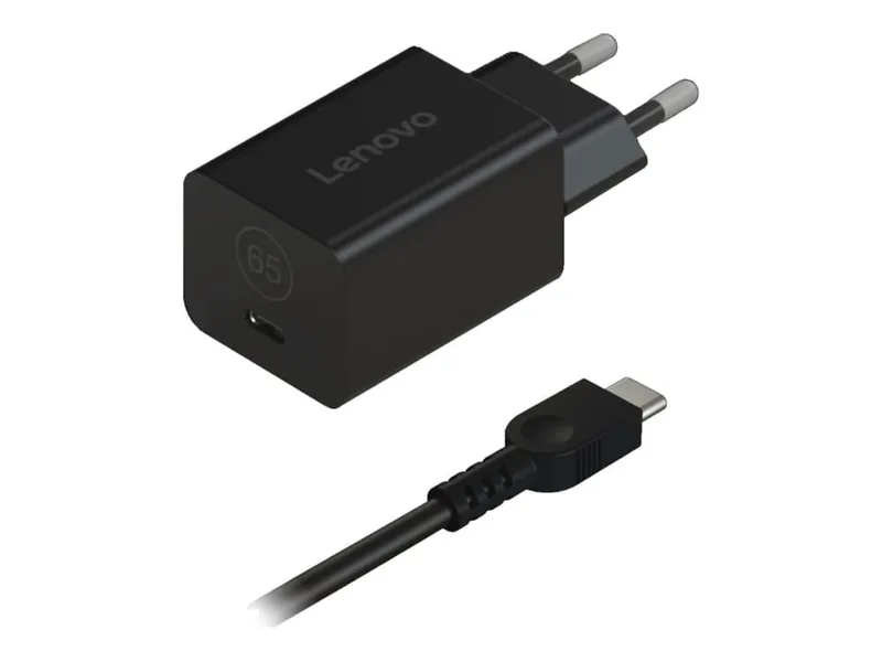 Lenovo - Strömadapter - nano, GAN - 65 Watt (USB-C) - svart - Europa - för Chrome 14M8911; Slim 5 14AGP11; 5 14AHP11; 5 14IPH11; 5 16AGP11; 5 16IPH11