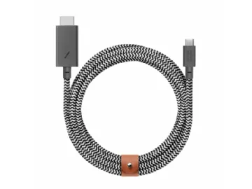 Native Union BELT-C-HDMI-ZEB-3 videokabel adapter 3 m HDMI Type A (Standard) USB Type-C Sort, Hvid