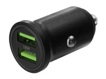 Strömadapter från Cigguttag DELTACO Car Charger, 2xUSB-A 18W