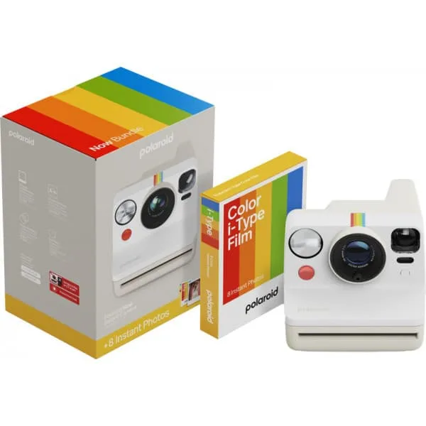 Polaroid Now Gen 3 direktkamera och färgfilm, 8 bilder, Pebble White