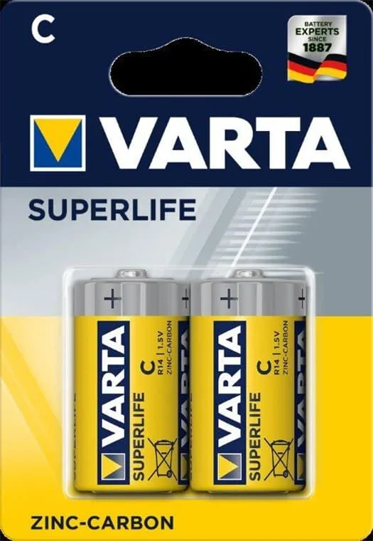 Varta R14/C (Baby) (2014) batteri, 2 st. blister Zink- kol batteri, 1,5 V
