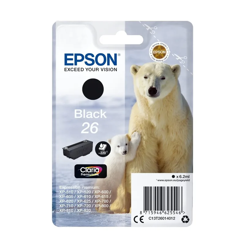 Epson Polar Bear Enpack, svart 26 Claria premium-bläck