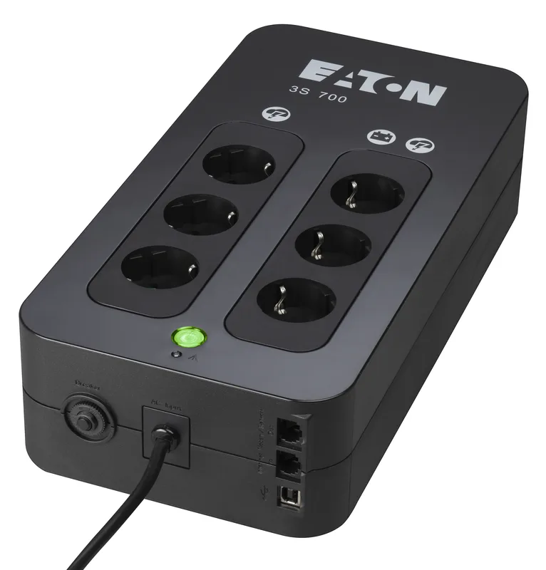 Eaton 3S 700 DIN, 700VA/420W, 4+4 utgångar, USB