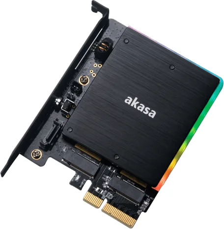 Akasa M.2 adapterkort med RGB plats för 2 M.2 SSD