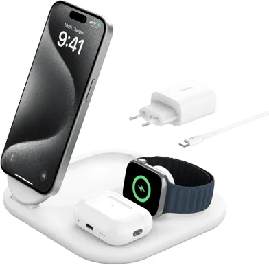 Belkin Pro Qi2 3-in-1 trådlös laddare, 15 W, svart