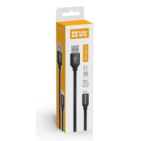 ColorWay AM / Lightning 1m svart kabel