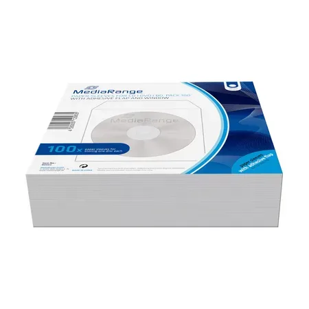 MediaRange pappersfodral för CD/DVD, vita, 100-pack