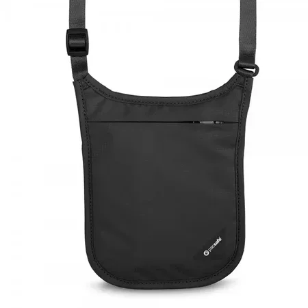 Pacsafe Coversafe V75 plånbok med halsrem, svart polyester