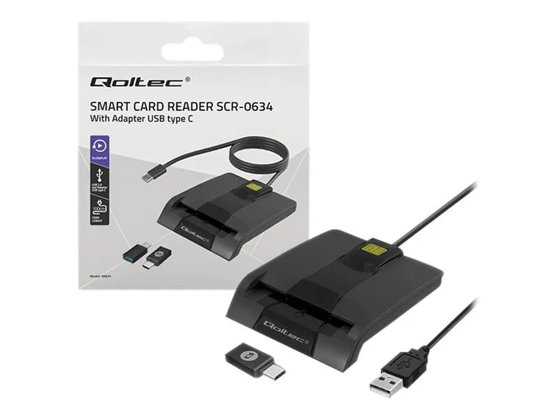 Qoltec SCR-0634 smartkortläsare, USB-C