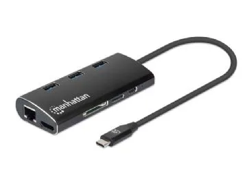 Manhattan 152440 USB Type-C 100 W Sort MicroSD SD Aluminium