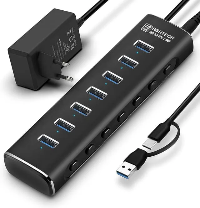 Nördic USB 3.2-hubb med USB-C och USB-A, 7 portar, powered