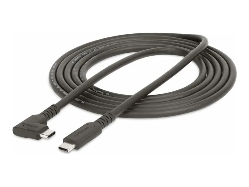 StarTech.com 6ft (2m) Rugged Right Angle USB-C Cable, USB 3.2 Gen 1 (5 Gbps), USB C to C Data Transfer Cable, 4K 60Hz DP Alt Mode, 100W Power Deliver