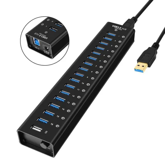 Nördic powered 17-ports USB 3.0 HUB 5Gbps