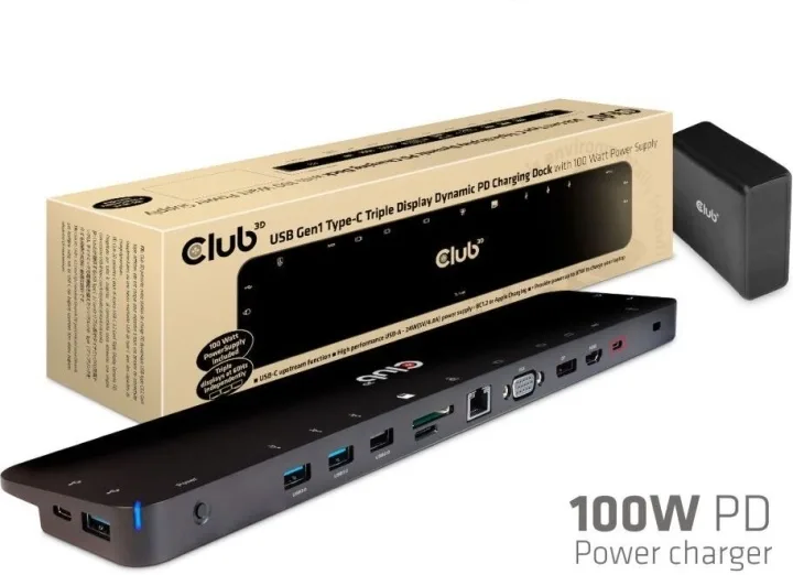 Club 3D USB Type-C Triple Display 100W dockningsstation