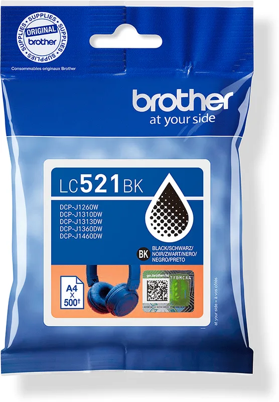 Brother Bläckpatron Brother LC521BK Svart