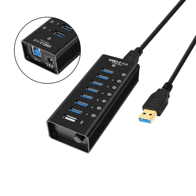 Nördic 8-port powered hubb USB-A 3.0 5Gbps