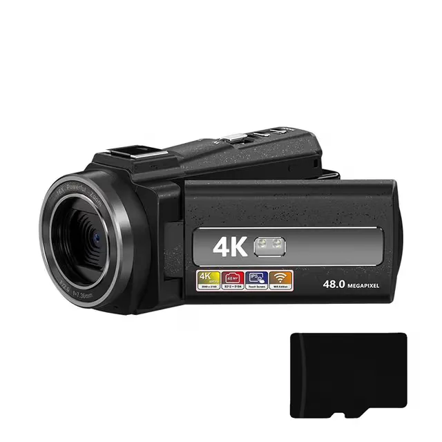 Videokamera 4K, 48 MP, 16x zoom, IR-mörkerseende, fjärrkontroll, 32 GB kort
