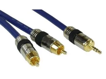 InLine 3 m RCA till 3,5 mm premiumkabel, hane till hane, blå