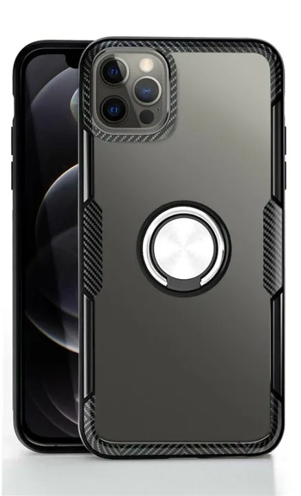 Skal med ringhållare till iPhone 12 mini, Transparent/Svart