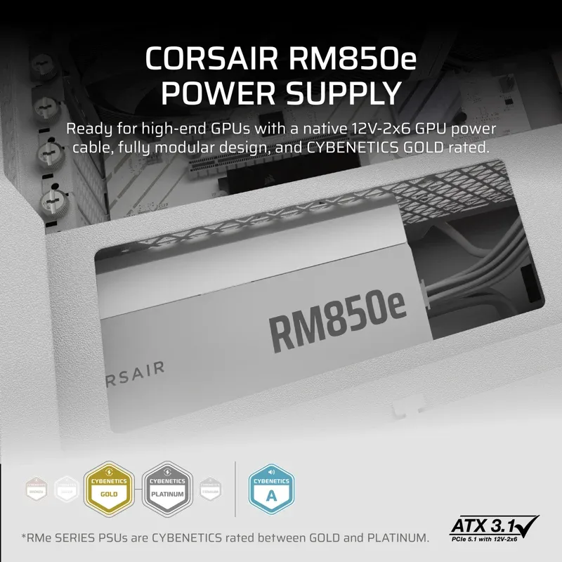 Corsair RM850e 2025 ATX 3.1 850W Vit