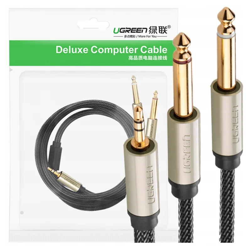 UGREEN AV126 Kabel TRS 3,5 mm till 2x TS 6,35 mm
