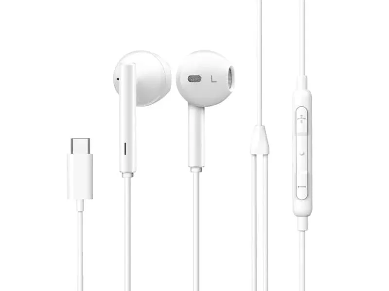eSTUFF - Hörlurar med mikrofon - öronknopp - kabelansluten - USB-C - för Huawei Mate 40; Samsung Galaxy A12, A42 5G, A52, A52 5G, A72, S20, S21, S21