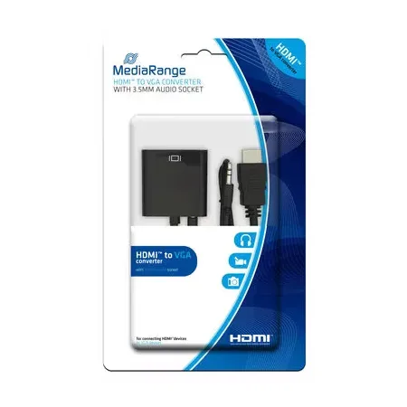 MediaRange HDMI till VGA-adapter med 3,5 mm ljudutgång, svart